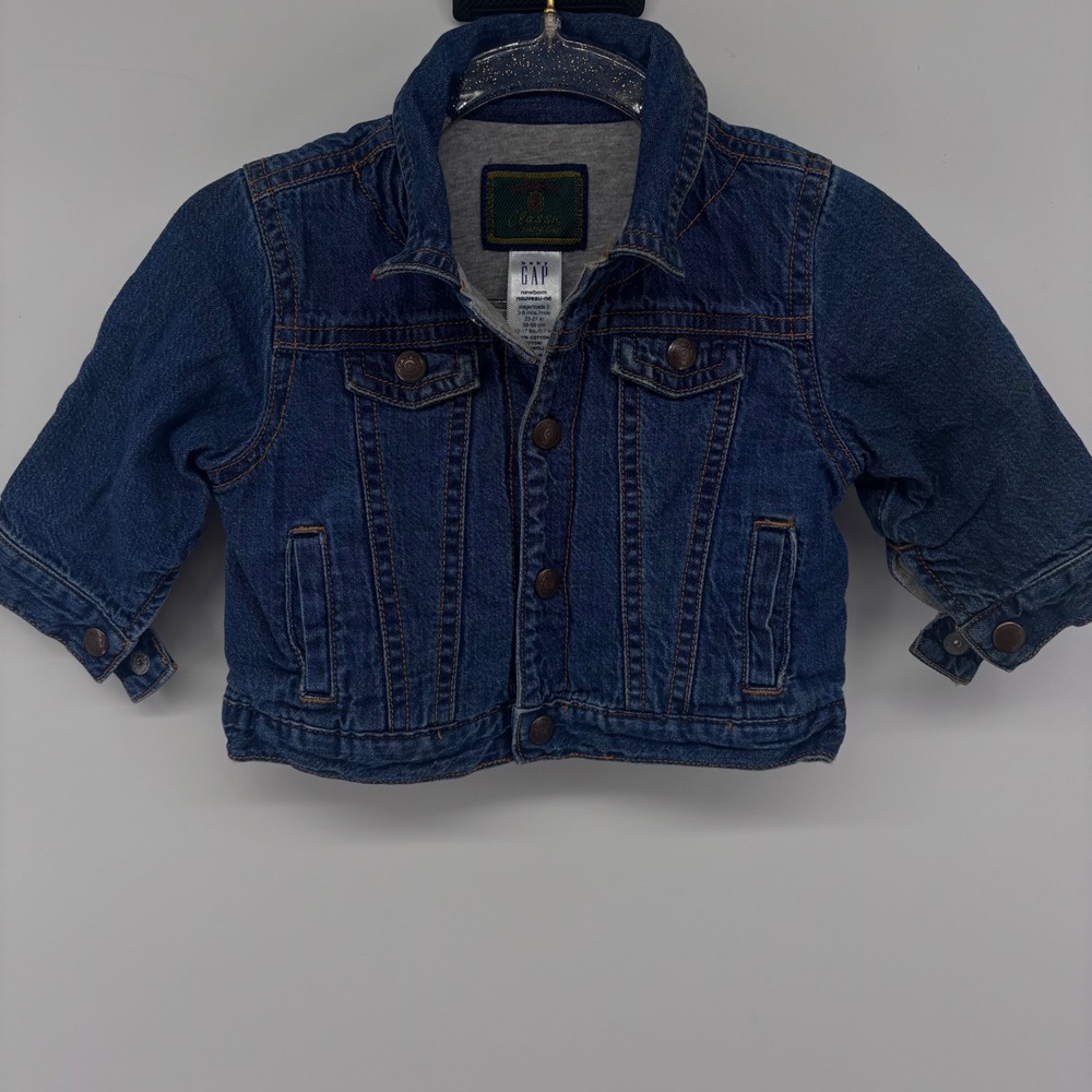Vintage Baby GAP Classic Denim Jean Jacket Newborn Size 3-6 Months‎ Dark Wash